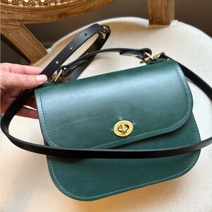 Classic Dark Green Leather Shoulder Bag